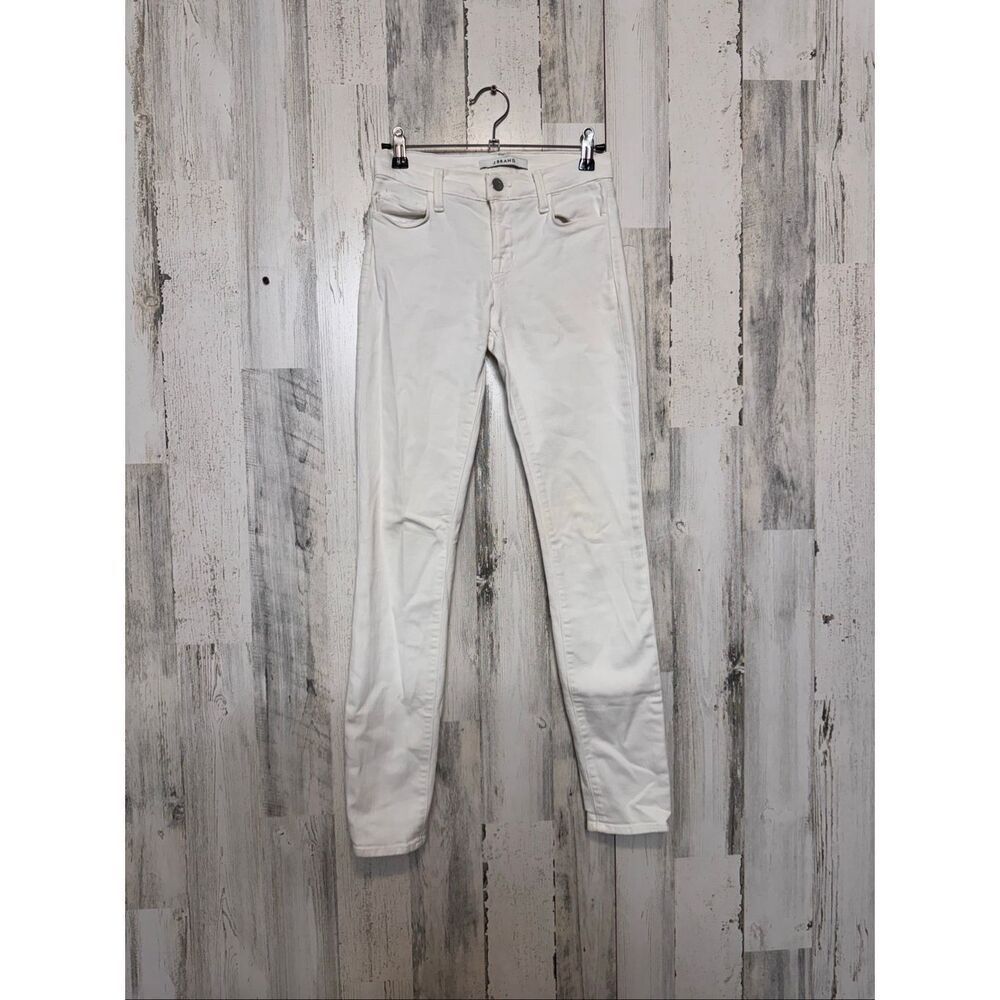 J Brand Classic Solid White Mid-Rise Super Skinny Denim Jeans Women's Size 25